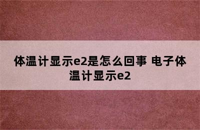 体温计显示e2是怎么回事 电子体温计显示e2